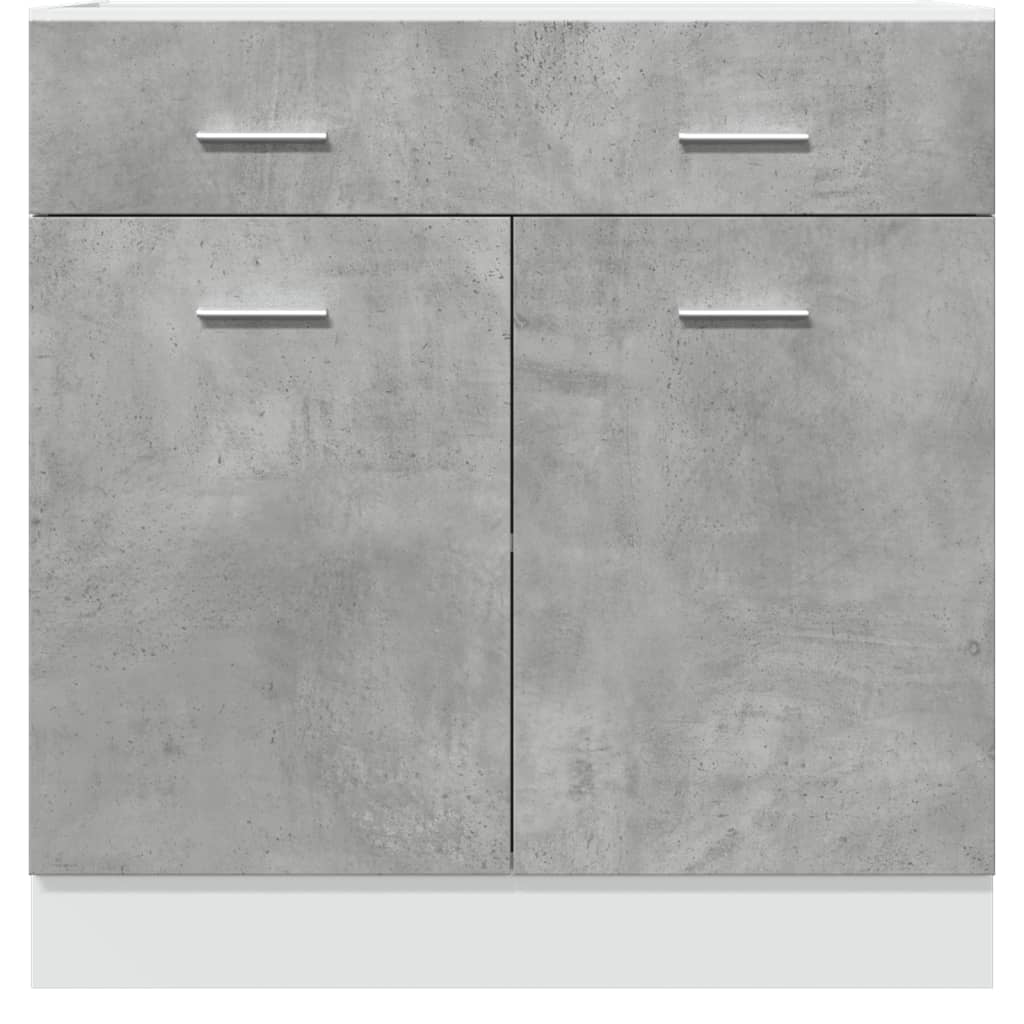 vidaXL Armario inferior cajón contrachapada gris hormigón 80x46x81,5cm