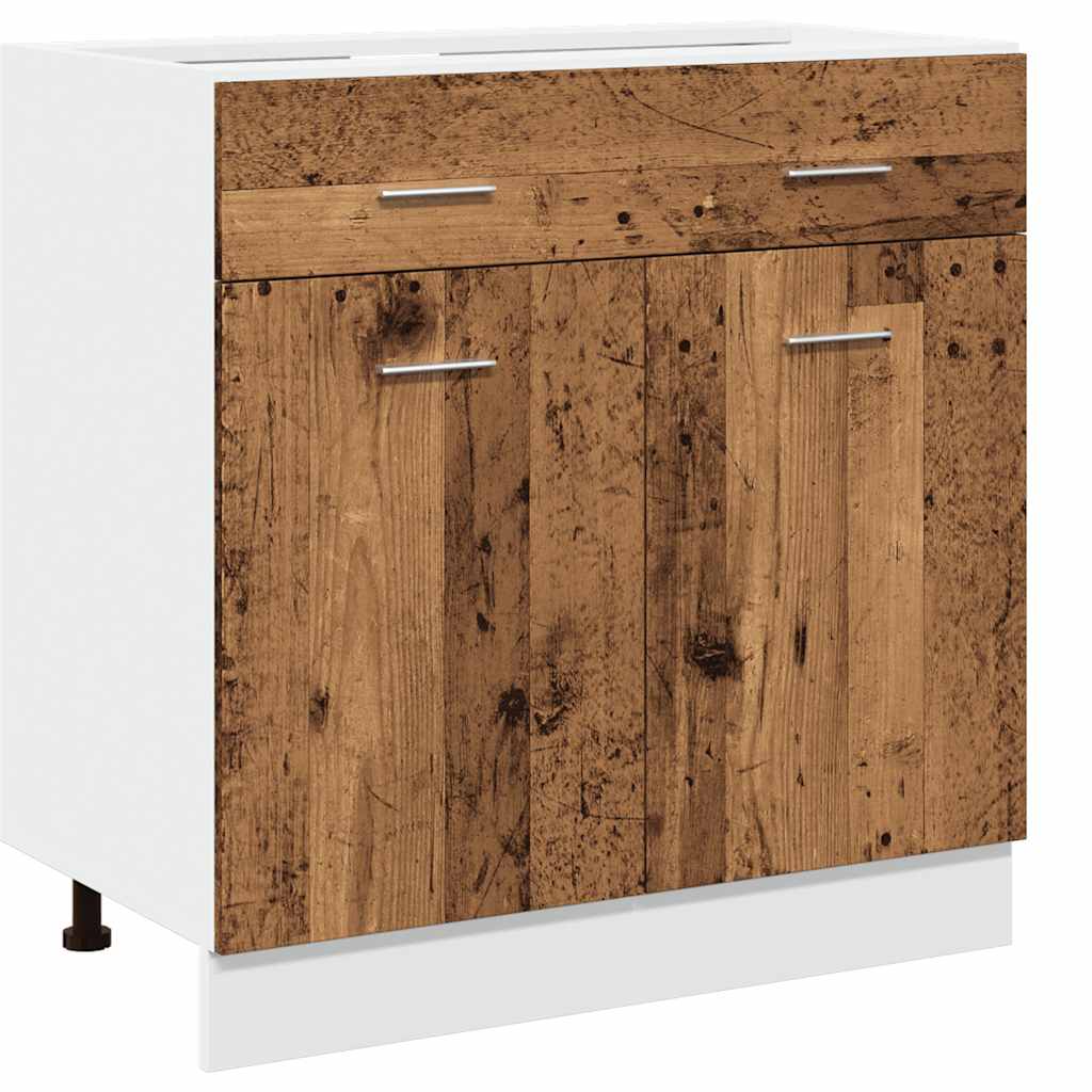 vidaXL Armario inferior cajón madera envejecida 80x46x81,5 cm