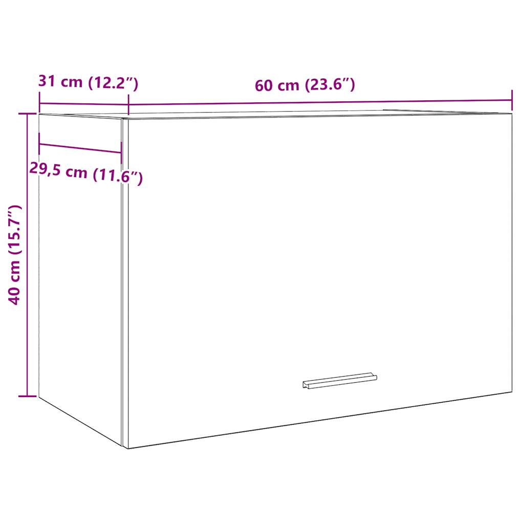 vidaXL Armario colgante madera de ingeniería envejecida 60x31x40 cm