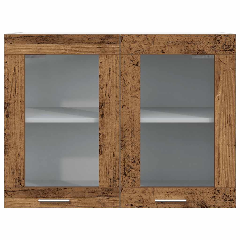 vidaXL Armario colgante vidrio madera ingeniería envejecida 80x31x60cm