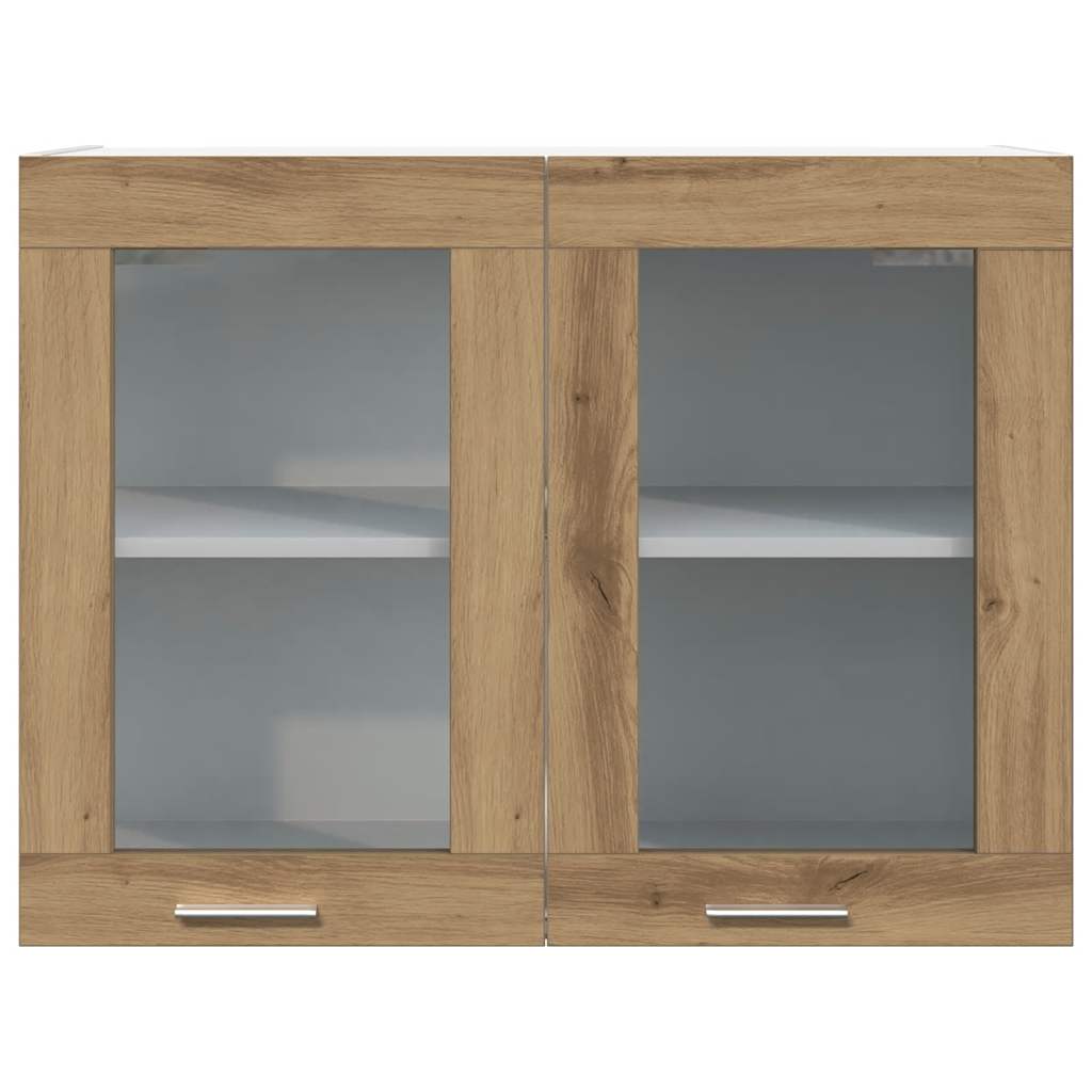 vidaXL Armario colgante vidrio madera roble artisan 80x31x60 cm