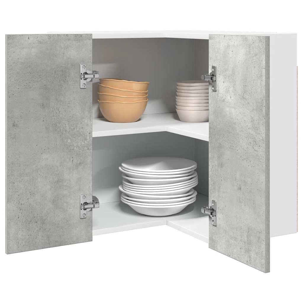 vidaXL Armario colgante esquina contrachapada gris hormigón 57x57x60cm