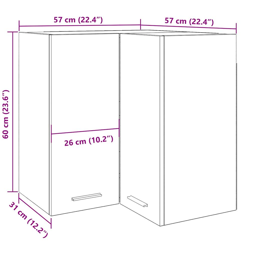 vidaXL Armario colgante de esquina madera roble artisan 57x57x60 cm