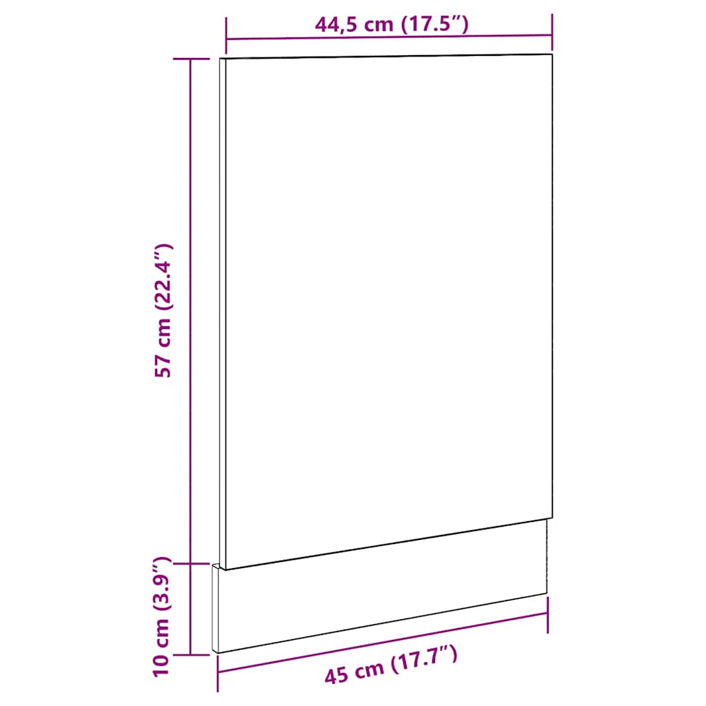 vidaXL Panel lavavajillas gris cemento 45x3x67 cm