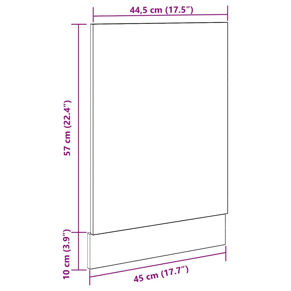 vidaXL Panel para lavavajillas madera contrachapada 45x3x67 cm