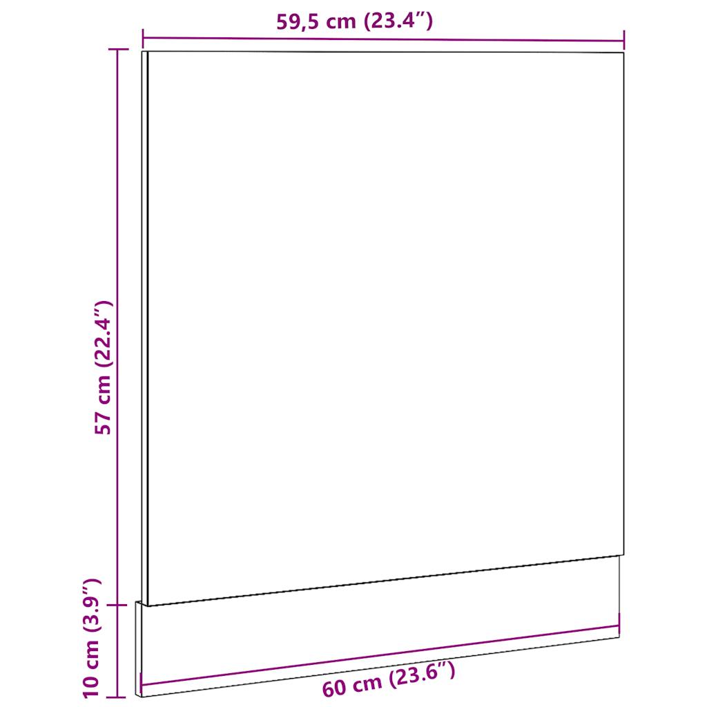 vidaXL Panel para lavavajillas madera gris hormigón 60x1,5x67 cm