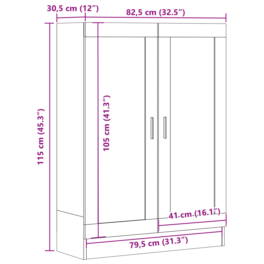 vidaXL Armario de libros madera ingeniería envejecida 82,5x30,5x115 cm