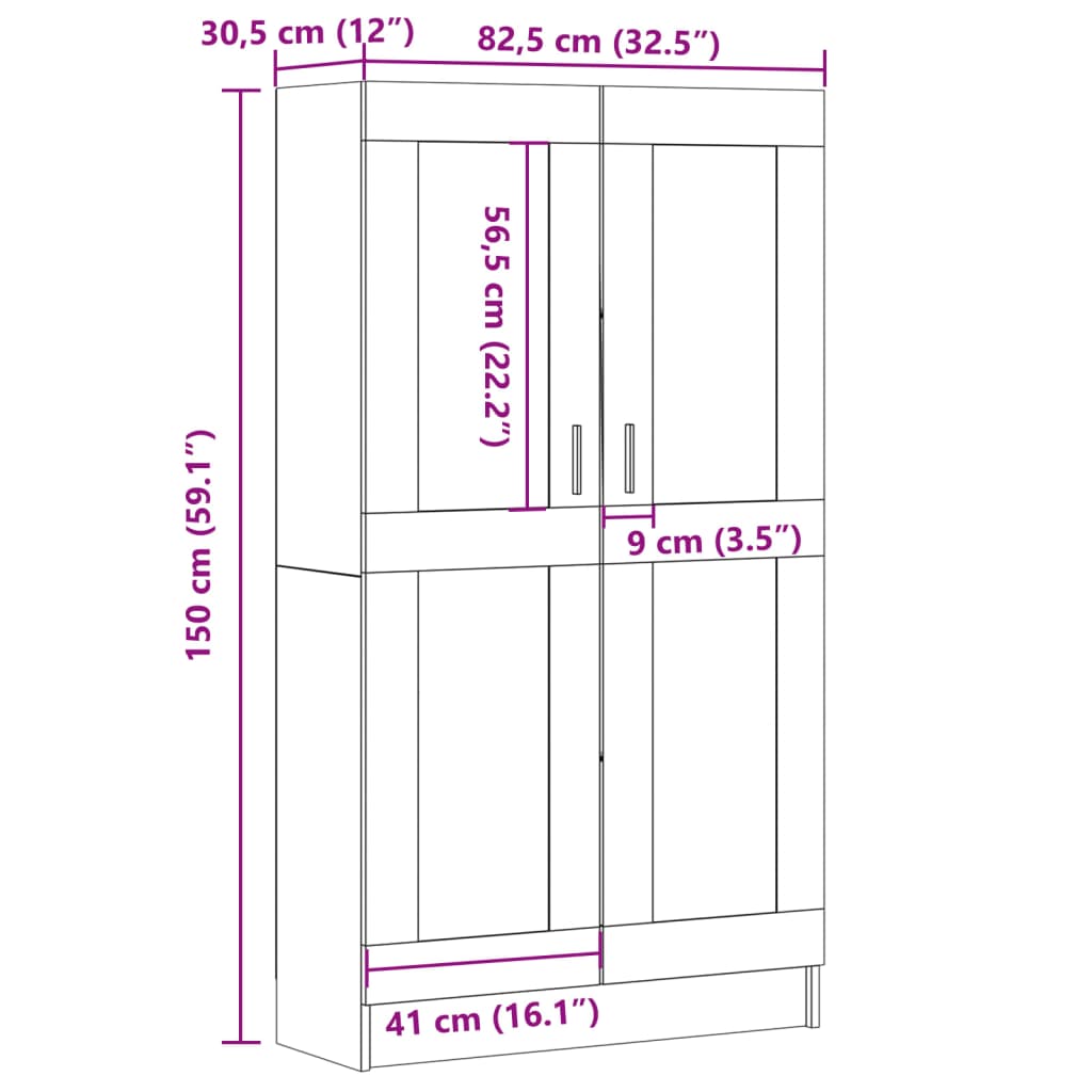 vidaXL Estantería madera ingeniería madera envejecida 82,5x30,5x150 cm