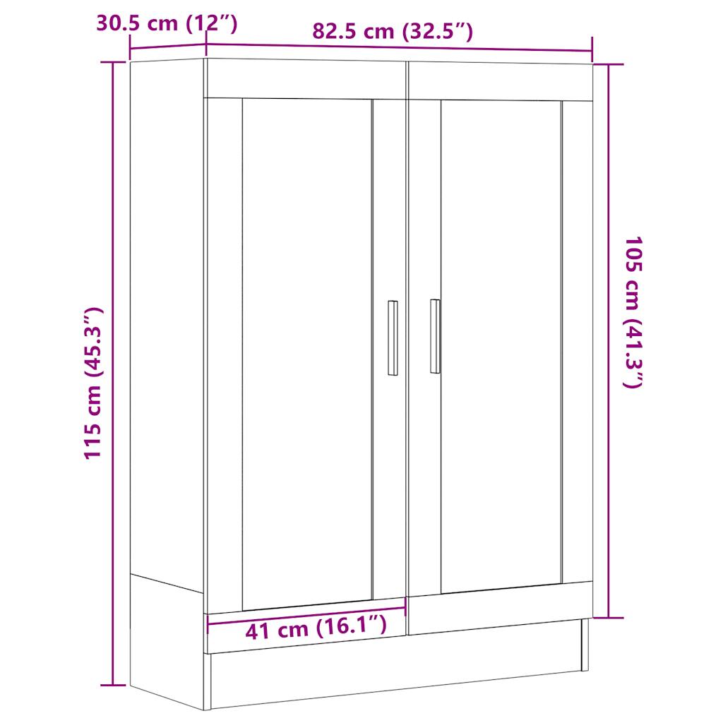 vidaXL Armario de libros madera ingeniería envejecida 82,5x30,5x115 cm