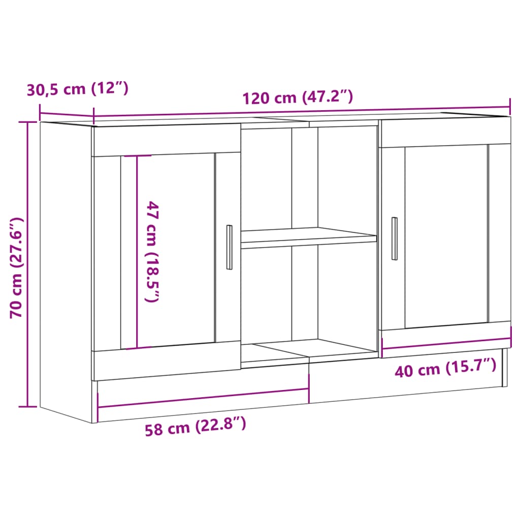 vidaXL Aparador de madera ingeniería envejecida negro 120x30,5x70 cm