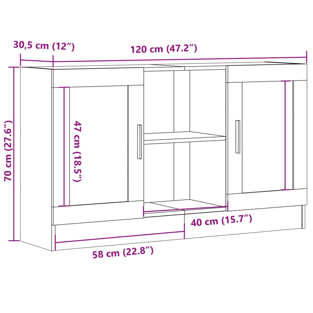 vidaXL Aparador de madera ingeniería envejecida negro 120x30,5x70 cm