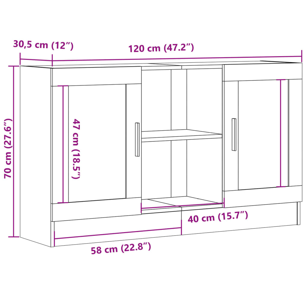 vidaXL Aparador de madera de ingeniería roble artisan 120x30,5x70 cm