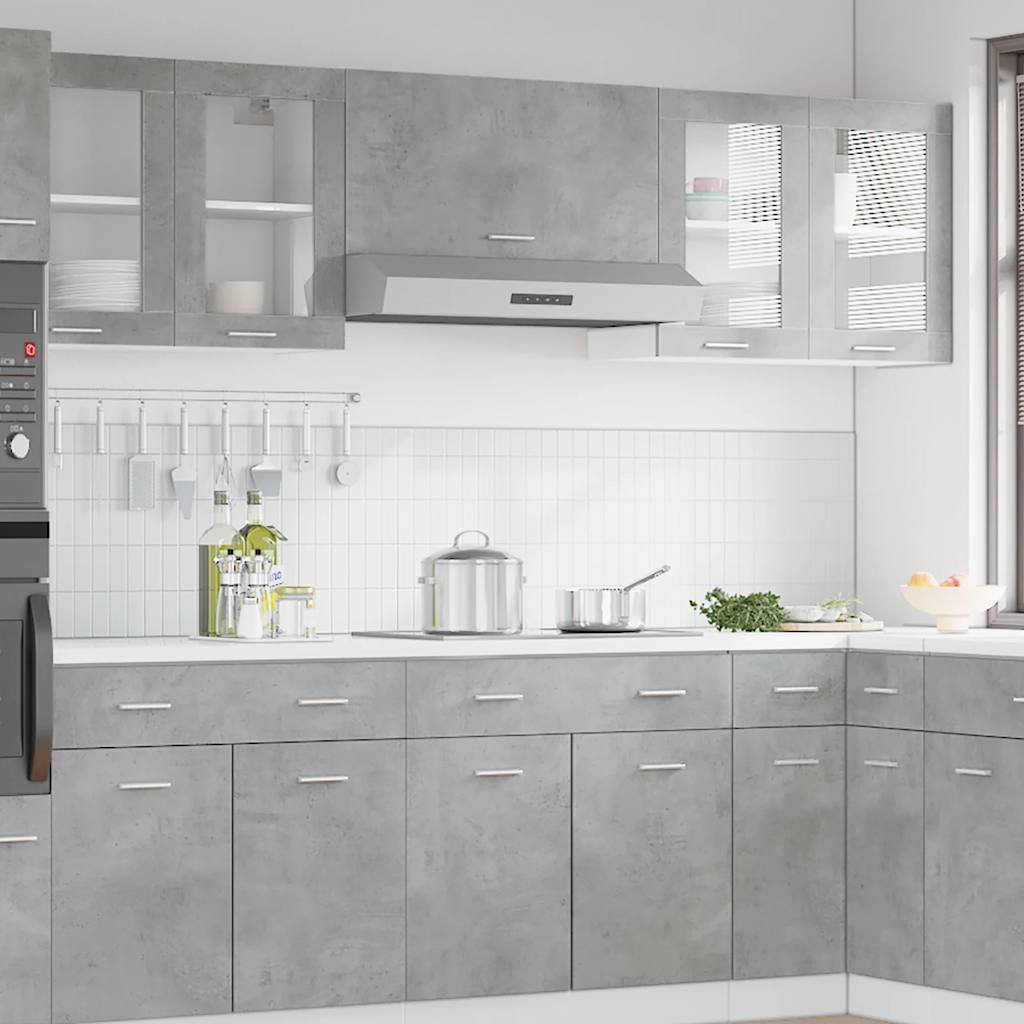 vidaXL Armario de pared para cocina con puerta cristal gris hormigón