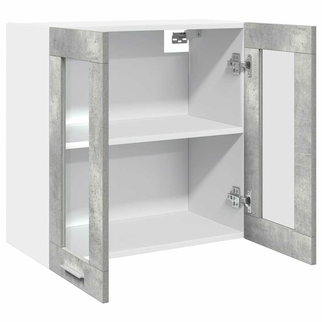 vidaXL Armario de pared para cocina con puerta cristal gris hormigón