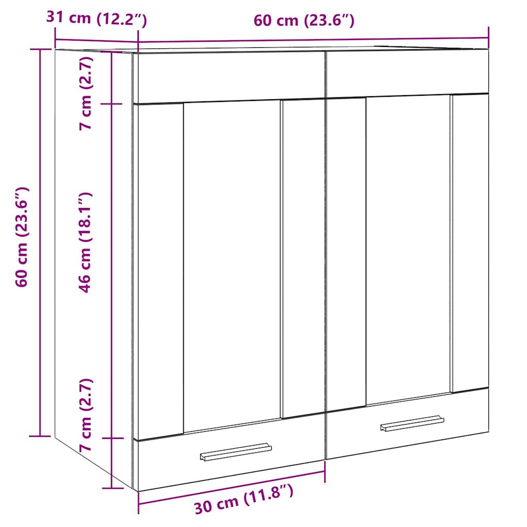 vidaXL Armario de pared para cocina con puerta cristal gris hormigón