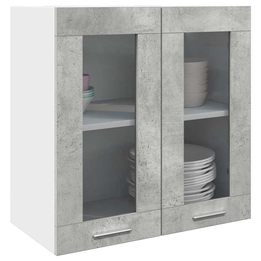 vidaXL Armario de pared para cocina con puerta cristal gris hormigón