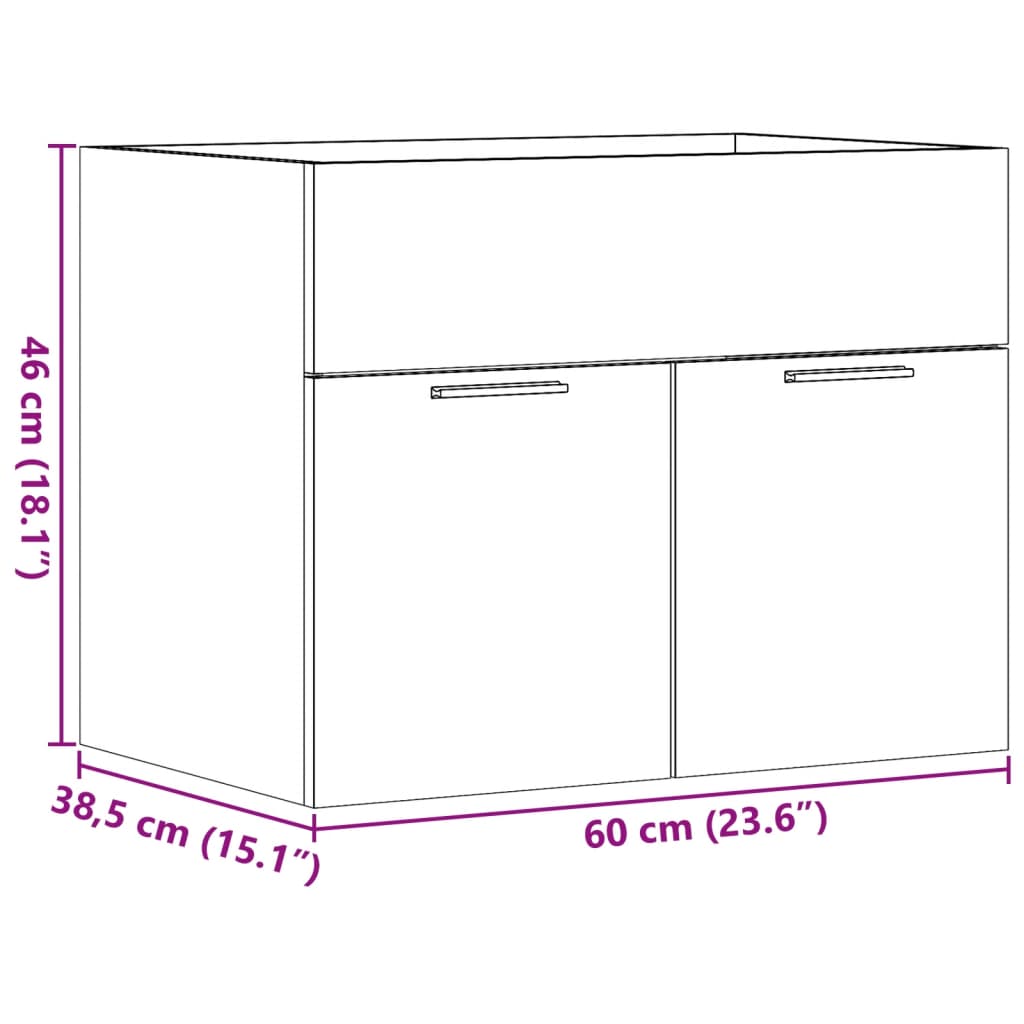 vidaXL Armario para lavabo contrachapada gris hormigón 60x38,5x46 cm