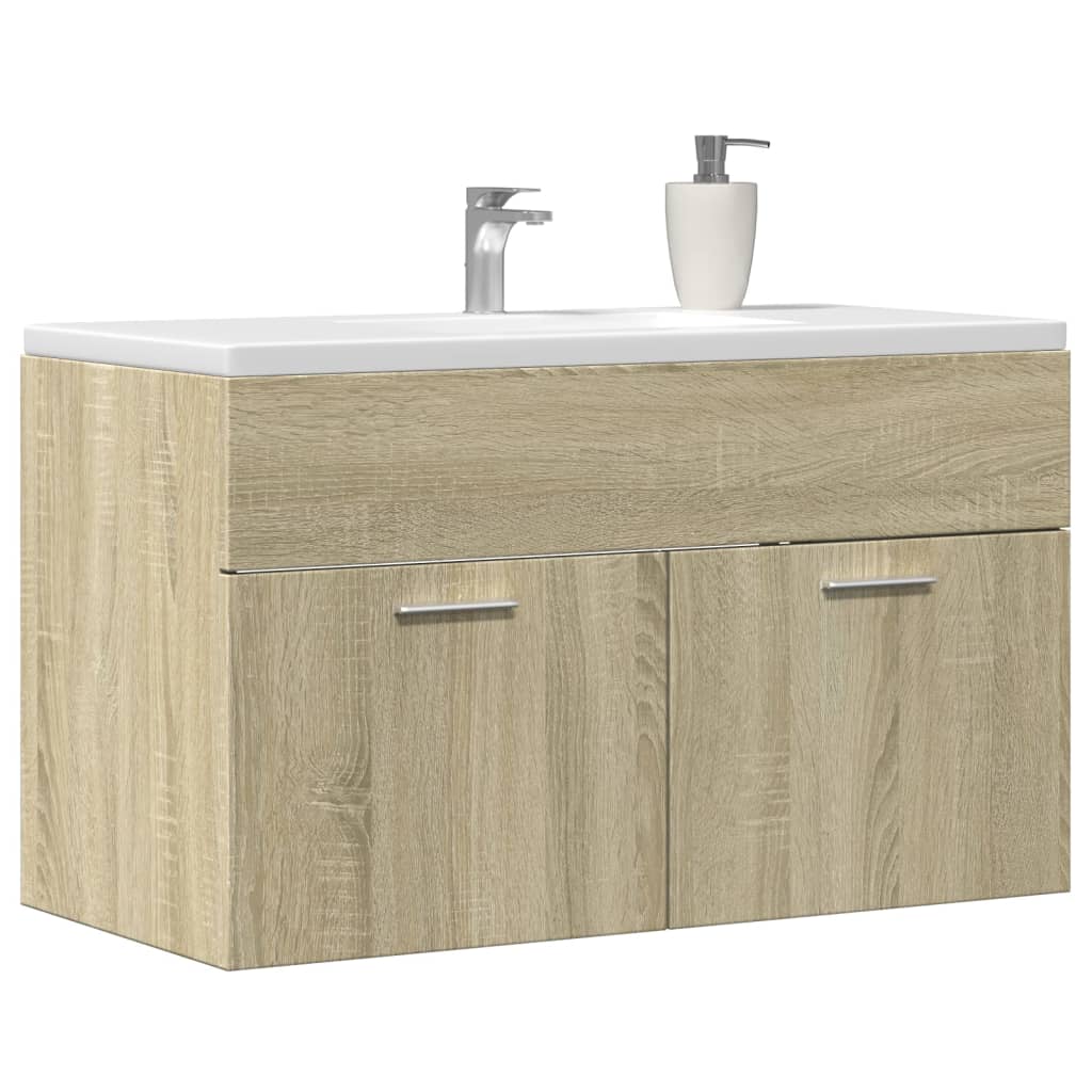 vidaXL Armario para lavabo contrachapada color roble 80x38,5x46 cm