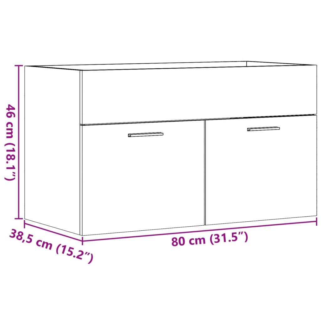 vidaXL Armario para lavabo contrachapada color roble 80x38,5x46 cm