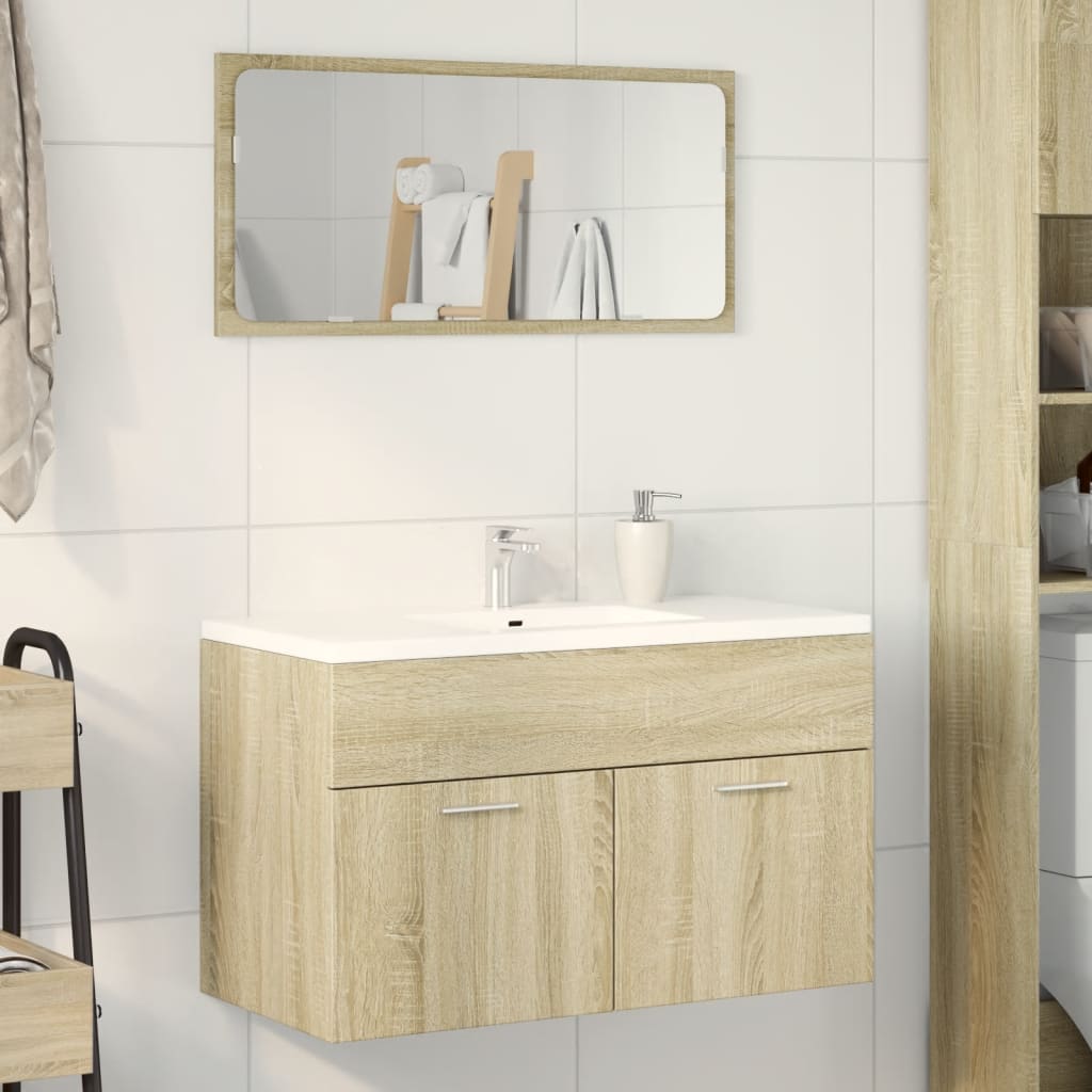 vidaXL Mueble de lavabo de baño madera roble Sonoma 90x38,5x46 cm