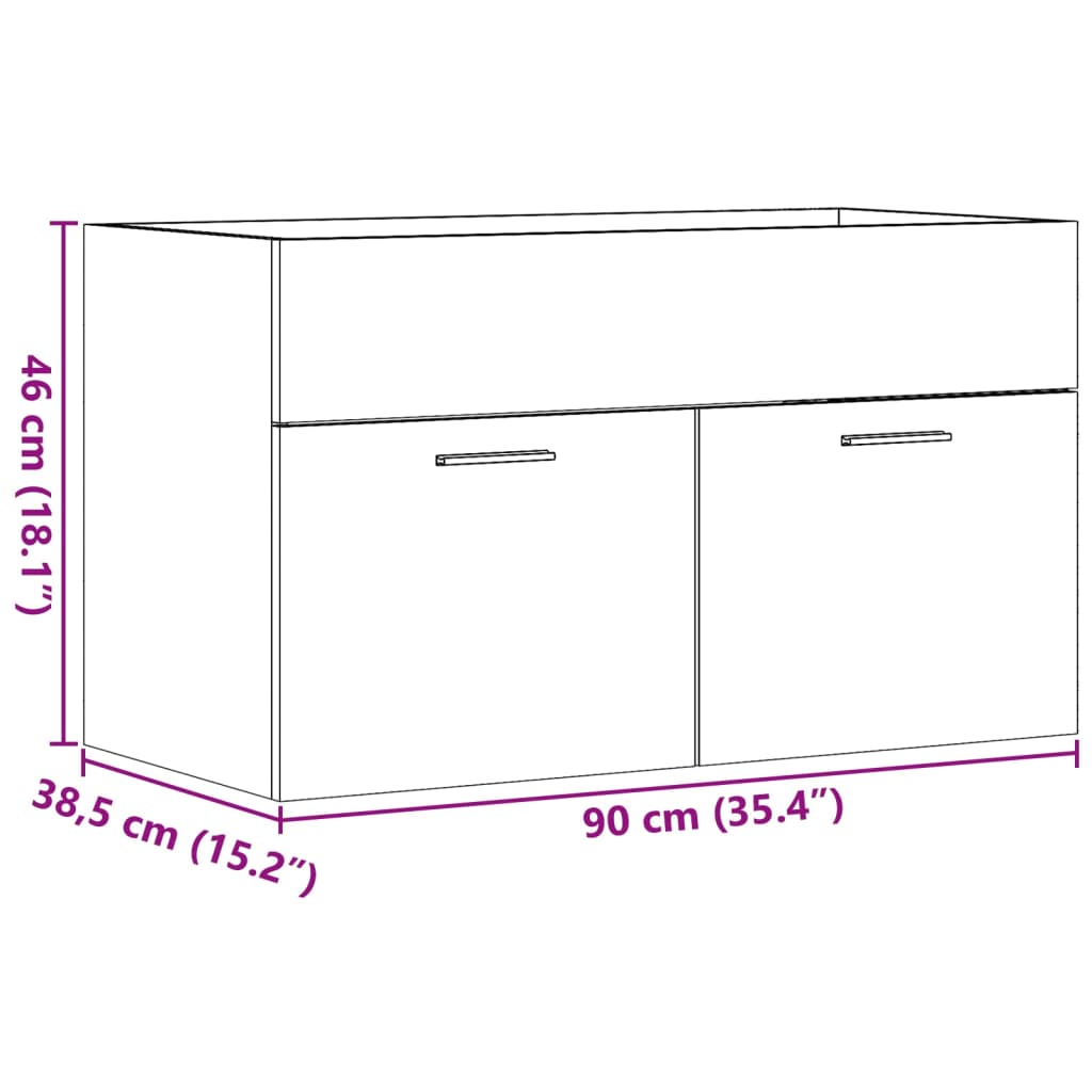 vidaXL Mueble de lavabo madera ingeniería gris hormigón 90x38,5x46 cm