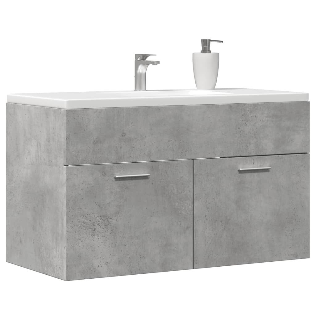 vidaXL Mueble de lavabo madera ingeniería gris hormigón 90x38,5x46 cm