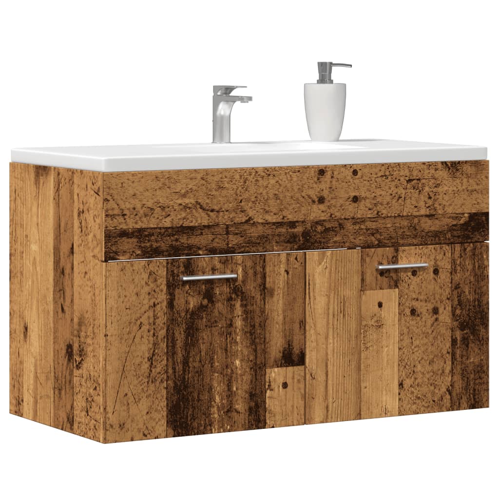 vidaXL Mueble de lavabo madera ingeniería envejecida 90x38,5x46 cm