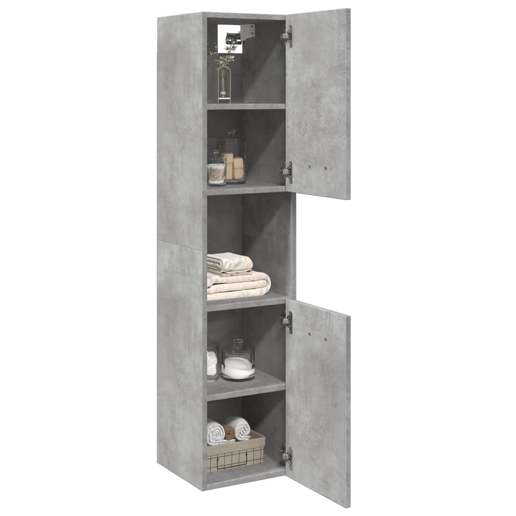 vidaXL Armario pared baño madera ingeniería gris hormigón 30x30x130 cm