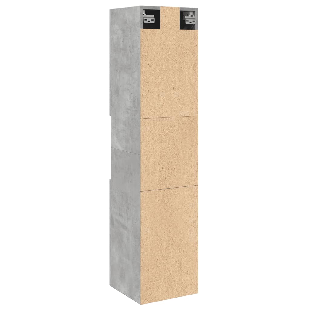 vidaXL Armario pared baño madera ingeniería gris hormigón 30x30x130 cm