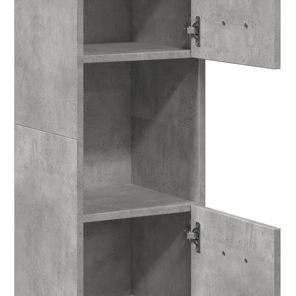 vidaXL Armario pared baño madera ingeniería gris hormigón 30x30x130 cm