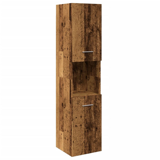 vidaXL Armario pared baño madera ingeniería envejecida 30x30x130 cm