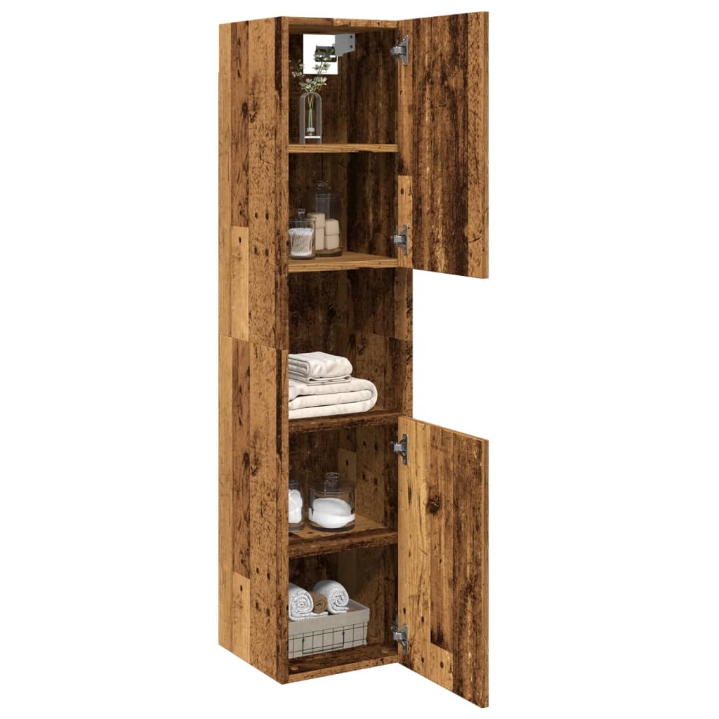 vidaXL Armario pared baño madera ingeniería envejecida 30x30x130 cm