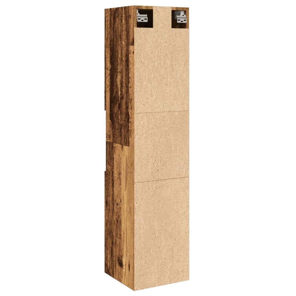 vidaXL Armario pared baño madera ingeniería envejecida 30x30x130 cm