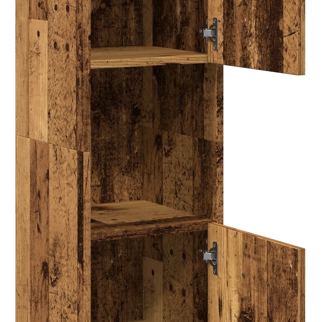 vidaXL Armario pared baño madera ingeniería envejecida 30x30x130 cm