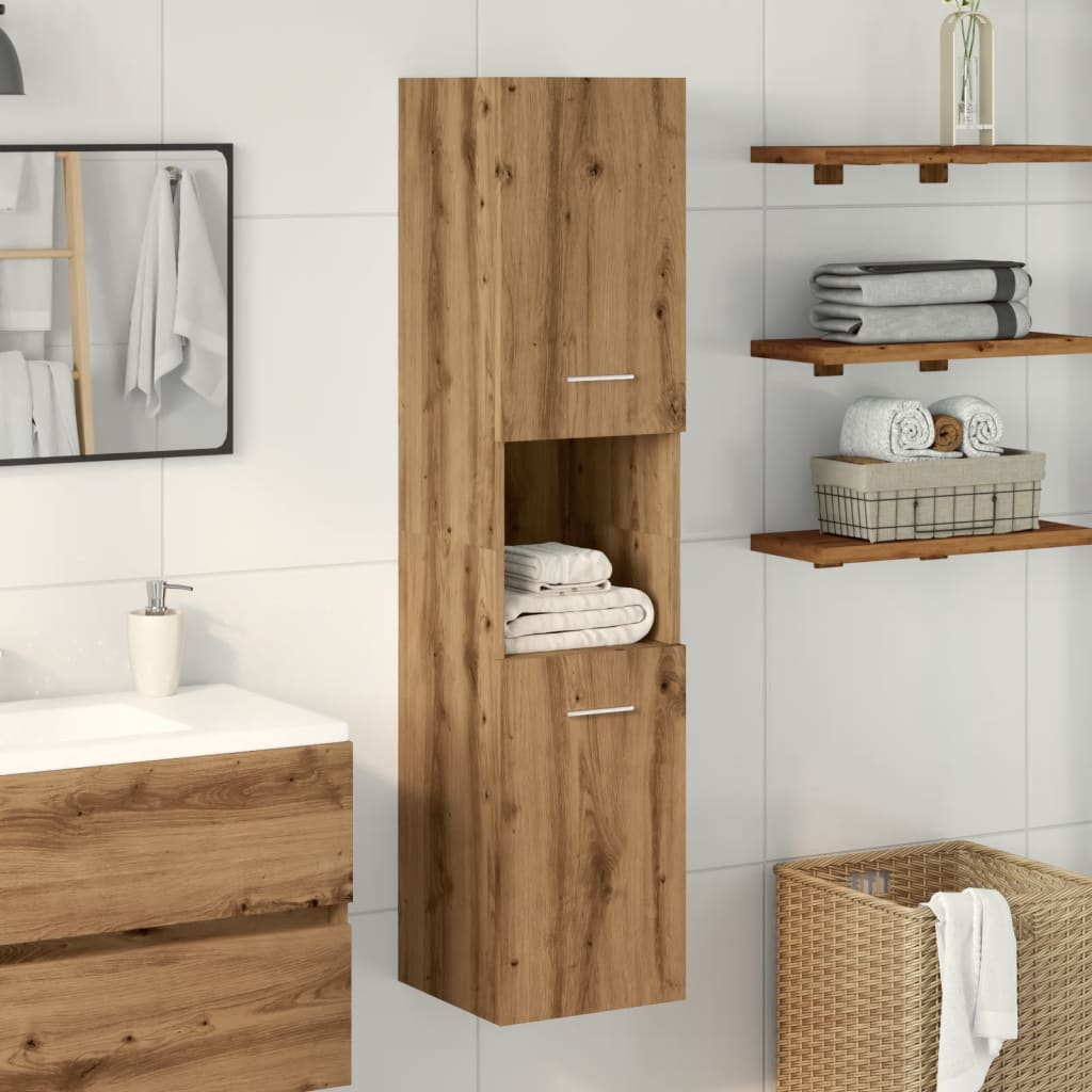 vidaXL Armario pared baño madera ingeniería roble artisian 30x30x130cm