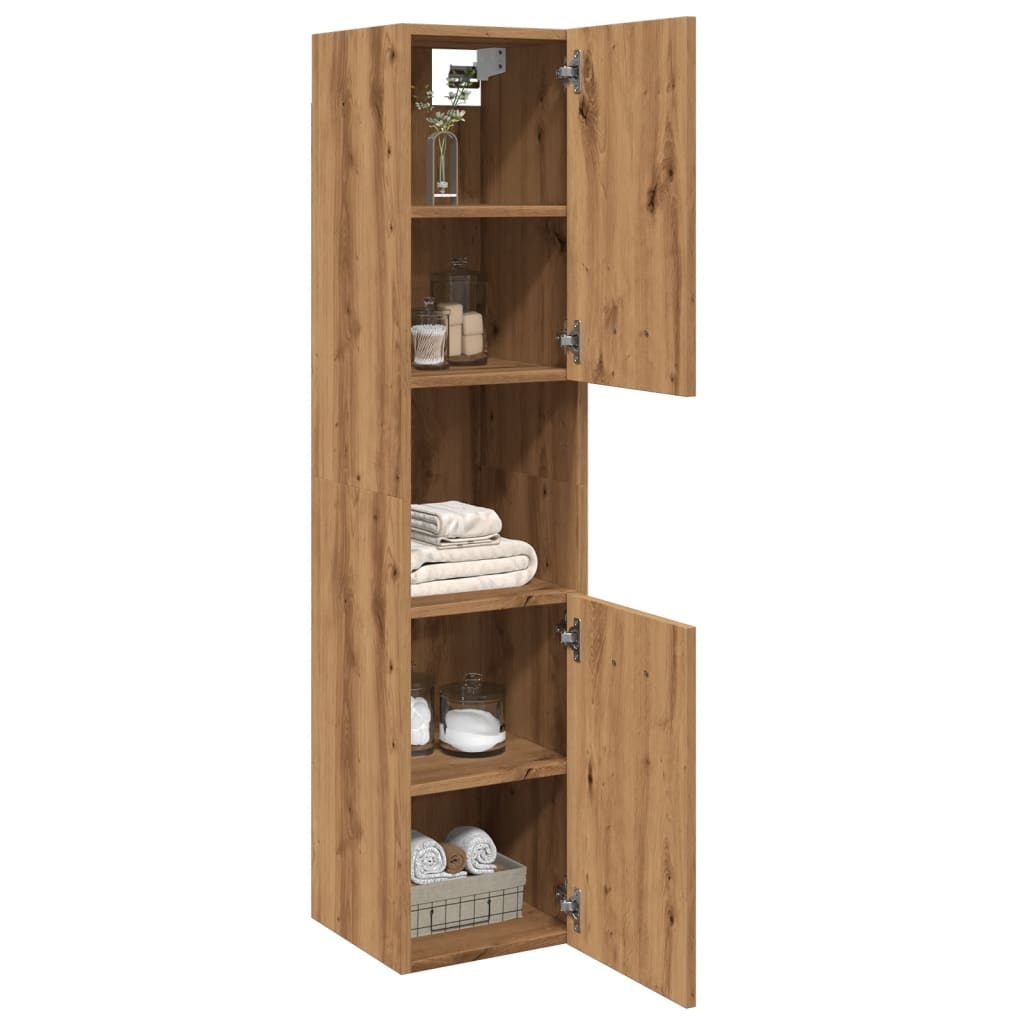 vidaXL Armario pared baño madera ingeniería roble artisian 30x30x130cm