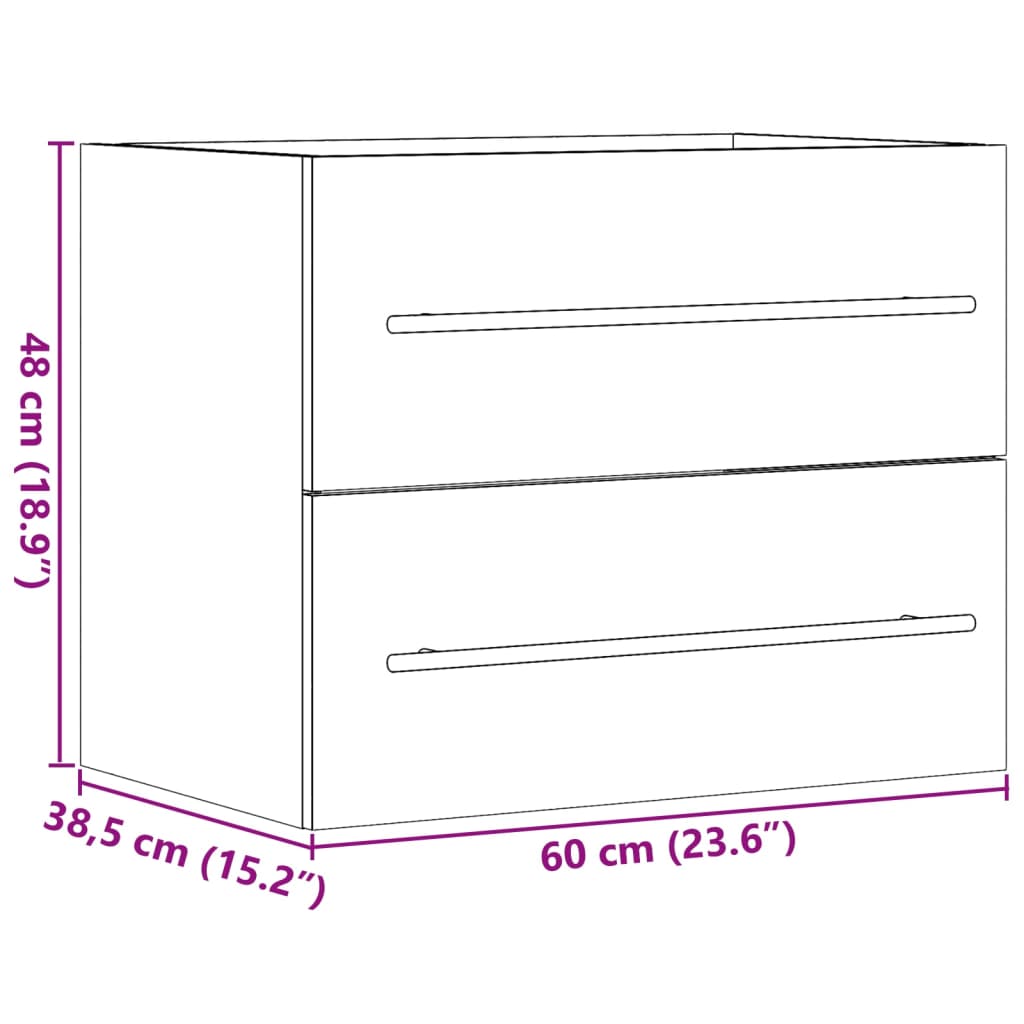 vidaXL Armario para lavabo aglomerado roble Sonoma 60x38,5x48 cm