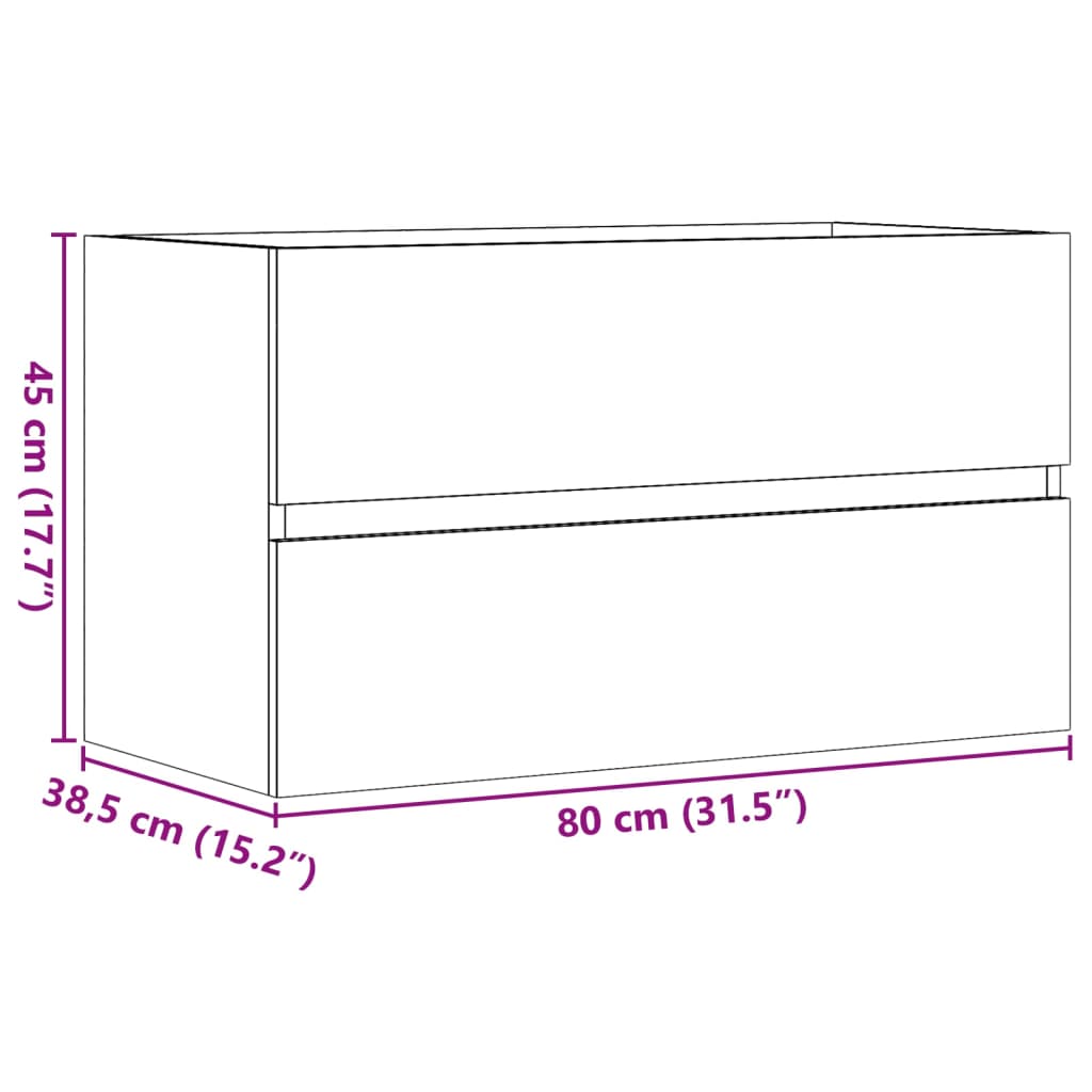 vidaXL Armario pared baño madera ingeniería gris hormigón 80x38,5x45cm