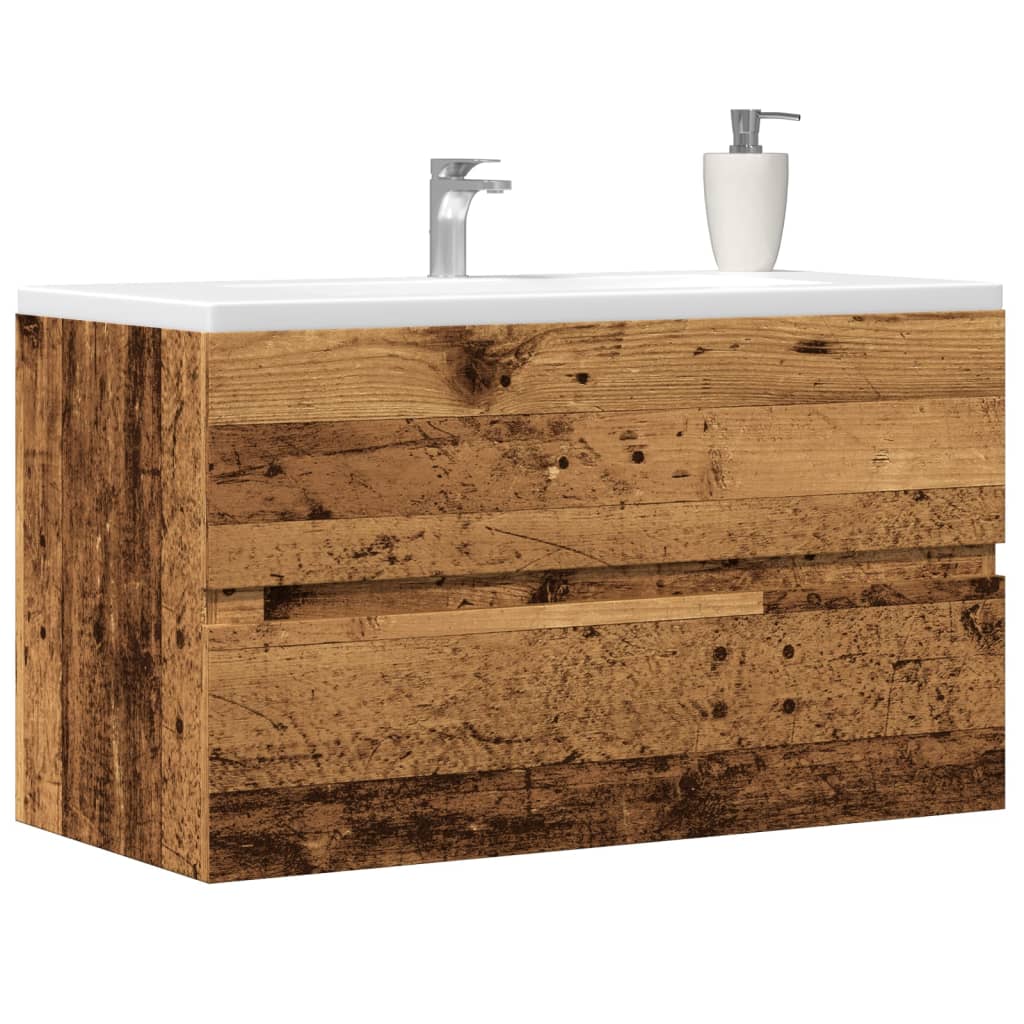 vidaXL Armario pared baño madera ingeniería envejecida 80x38,5x45cm