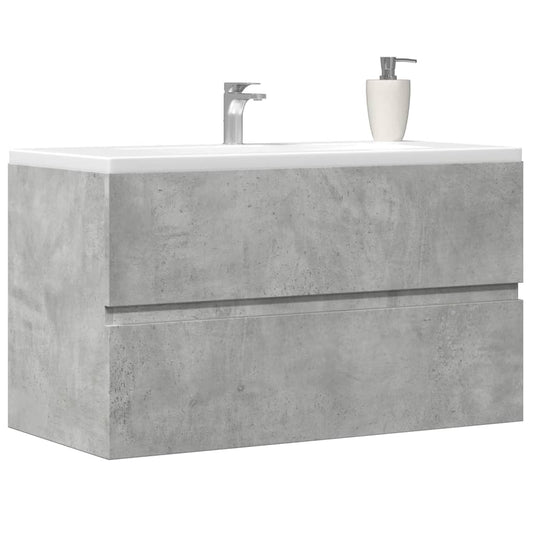 vidaXL Armario para lavabo contrachapada gris hormigón 90x38,5x45 cm