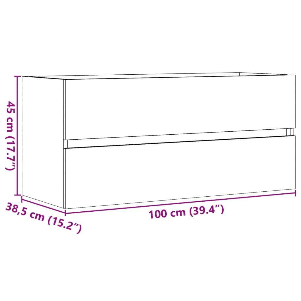 vidaXL Armario para lavabo contrachapada gris hormigón 100x38,5x45 cm