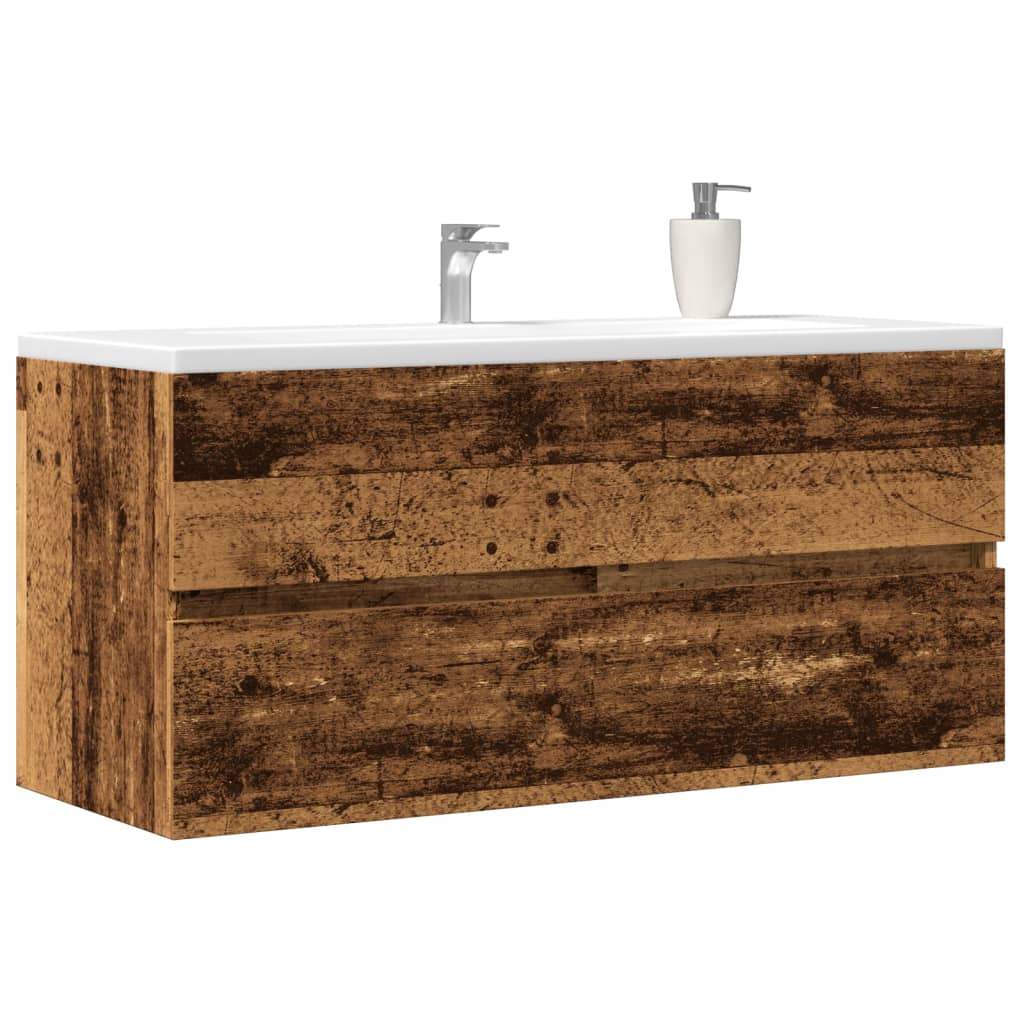 vidaXL Armario para lavabo madera ingeniería envejecida 100x38,5x45 cm