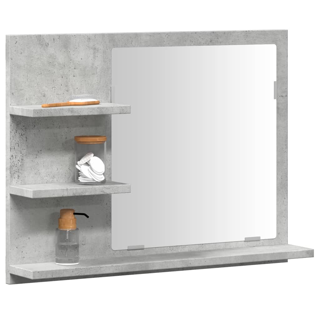 vidaXL Espejo mueble de cuarto de baño gris hormigón 60x10,5x45 cm