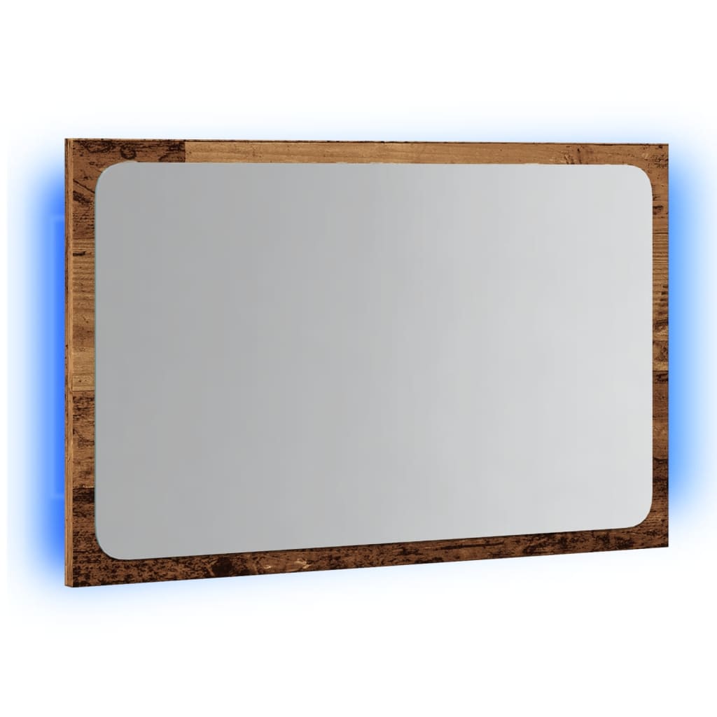 vidaXL Espejo de baño con luz LED madera envejecida 60x8,5x38 cm