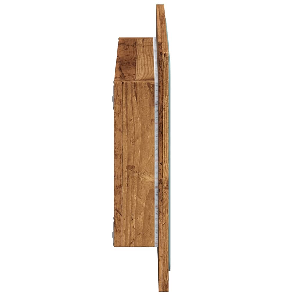 vidaXL Espejo de baño con luz LED madera envejecida 60x8,5x38 cm