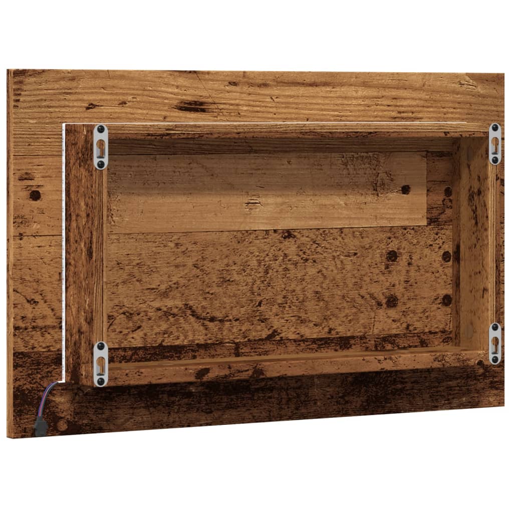 vidaXL Espejo de baño con luz LED madera envejecida 60x8,5x38 cm