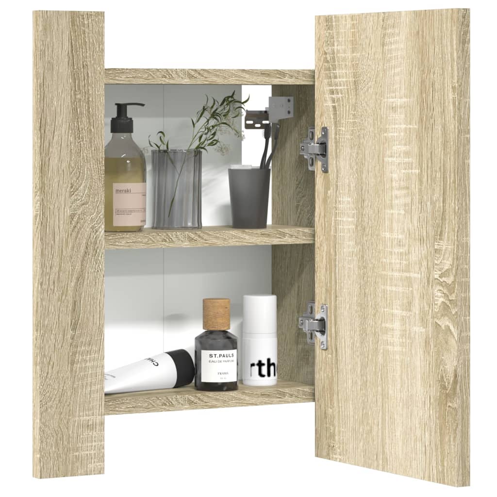 vidaXL Espejo mueble de baño con luz LED roble Sonoma 40x12x45 cm