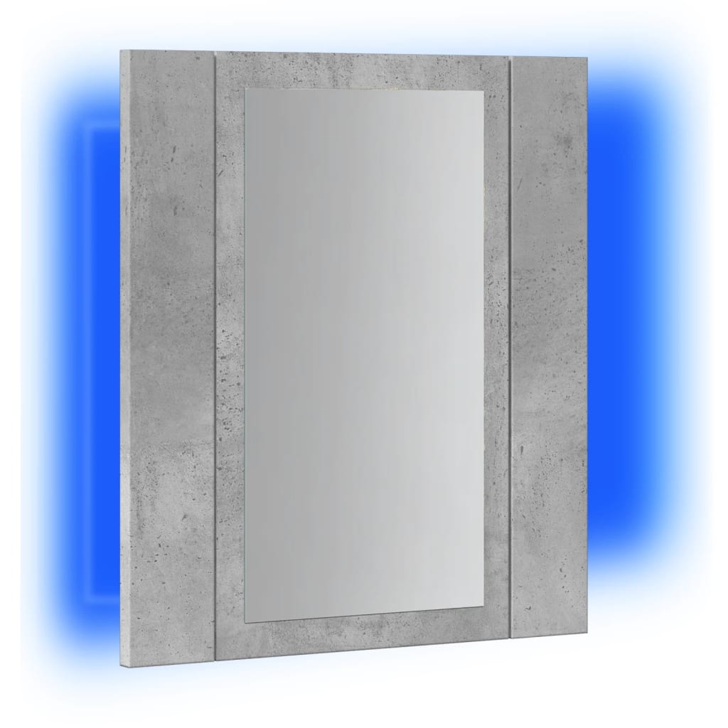 vidaXL Armario de baño con espejo LED madera gris hormigón 40x12x45 cm