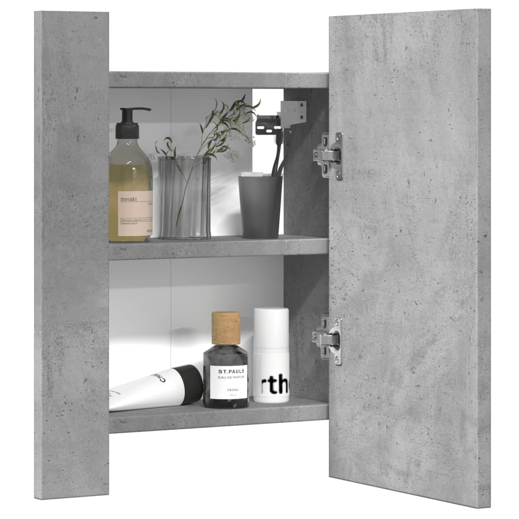 vidaXL Armario de baño con espejo LED madera gris hormigón 40x12x45 cm