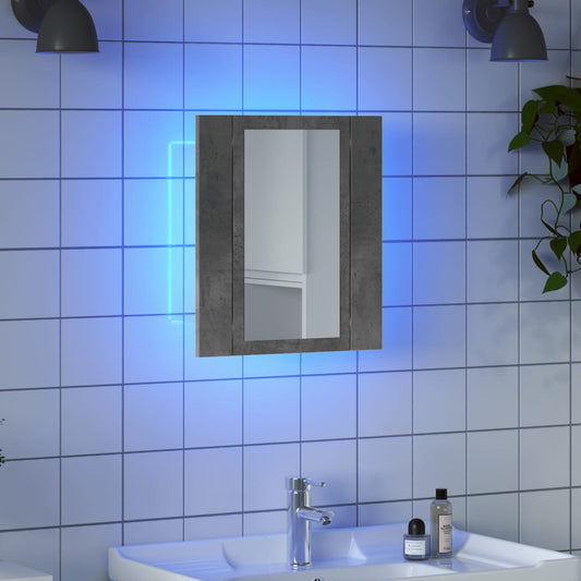 vidaXL Armario de baño con espejo LED madera gris hormigón 40x12x45 cm